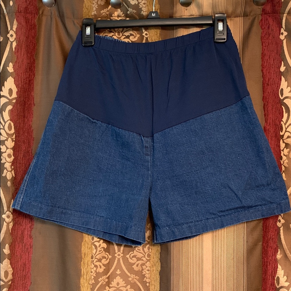 Maternity - Navy and Denim Shorts